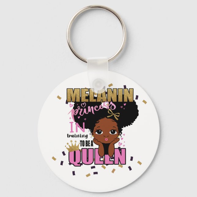 Melanin Princess Training To Be Queen Lilibet Gift Keychain (Front)