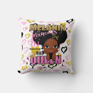 Melanin Princess Training To Be Queen Lilibet Gift Throw Pillow