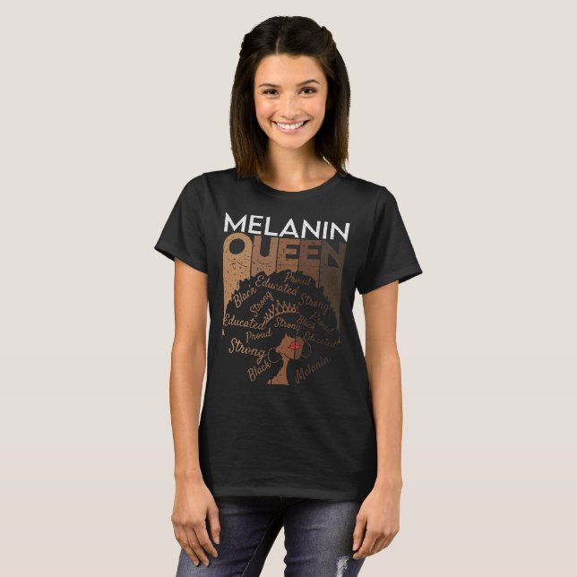 Melanin Queen African American Black T-Shirt (Front Full)