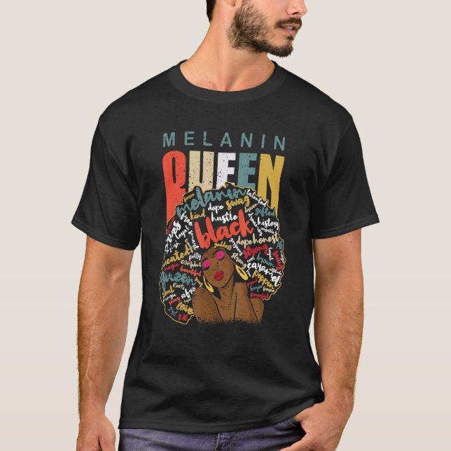 Melanin Queen African American Strong Black Natura T-Shirt (Front)