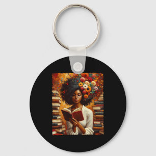 Melanin Queen Afro Womeneducated Reading Book Blac Keychain