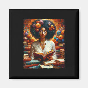 Melanin Queen Afro Womeneducated Reading Book Blac Magnet