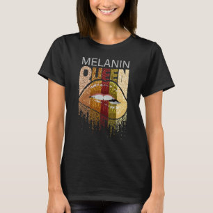 Melanin Queen Pride Afro Brown Lip Black History M T-Shirt