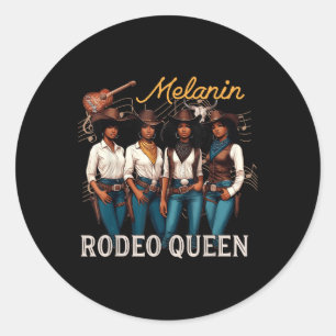 Melanin Rodeo Queen Black Cowgirl African American Classic Round Sticker