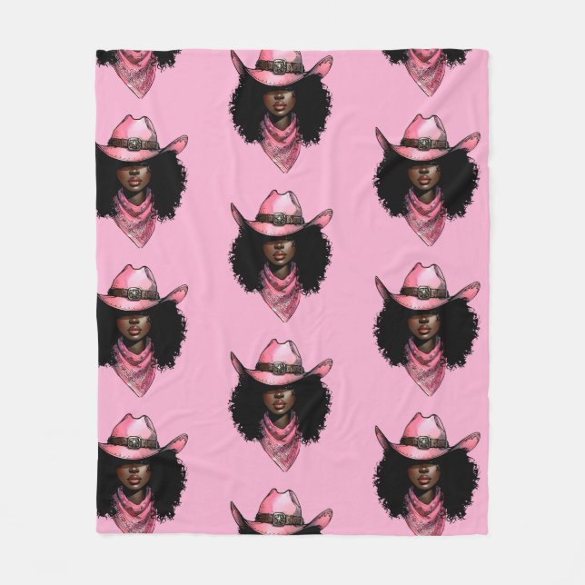 Melanin Rodeo Queen Fleece Blanket (Front)