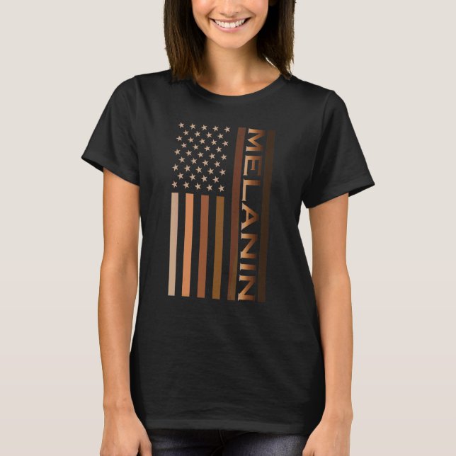 Melanin Shades Flag Black Girl Pride African Ameri T-Shirt (Front)