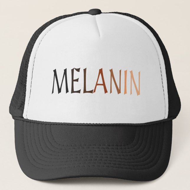 MELANIN Shades of Black Trucker Hat (Front)