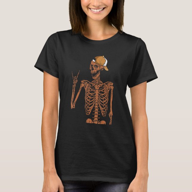 Melanin Skeleton Rock Hand Black History Month BLM T-Shirt (Front)