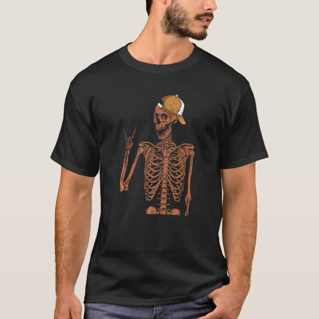 Melanin Skeleton Rock Hand Black History Month BLM T-Shirt (Front)