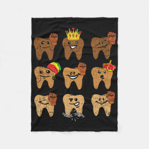 Melanin Tooth Juneteenth Dentist Dental Hygienist  Fleece Blanket