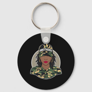 Melanin Unbothered Black Woman Locs Camo Black His Keychain