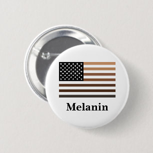 Melanin USA Flag African American Black History 2 Inch Round Button