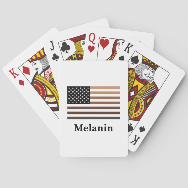 Melanin USA Flag African American Black History Playing Cards (Back)