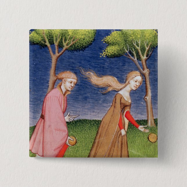 Melanion races against Atalanta 2 Inch Square Button (Front)