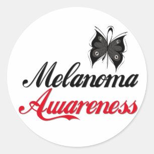 Melanoma Awareness Butterfly Classic Round Sticker
