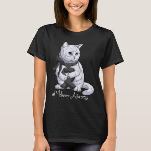 Melanoma Awareness Month Black Ribbon Cat T-Shirt