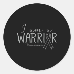 Melanoma Awareness Skin Cancer I Am A Warrior Classic Round Sticker