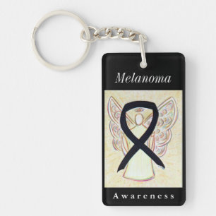 Melanoma Cancer Awareness Ribbon Angel Keychain