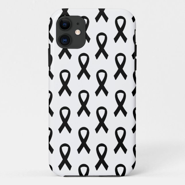 Melanoma Cancer Black Ribbon Phone Case (Back)