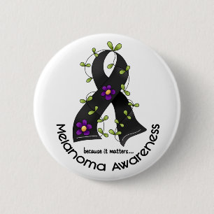 Melanoma FLOWER RIBBON 1 2 Inch Round Button