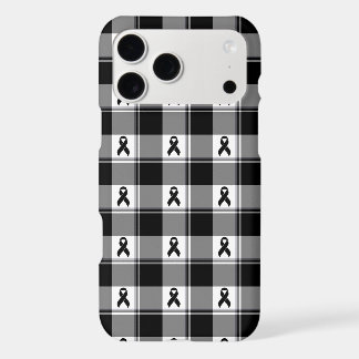 Melanoma Skin Cancer Awareness Plaid Black Ribbon