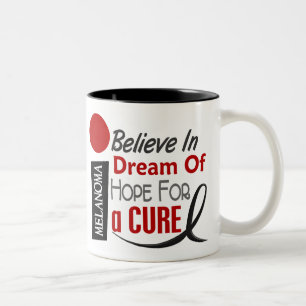 Melanoma Skin Cancer BELIEVE DREAM HOPE Two-Tone Coffee Mug