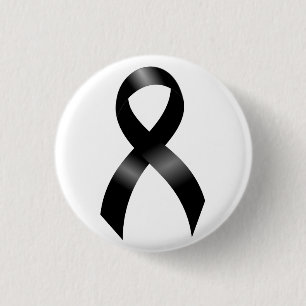 Melanoma Skin Cancer - Black Ribbon 1 Inch Round Button