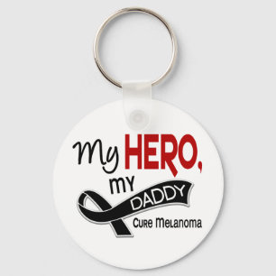 Melanoma Skin Cancer MY HERO MY DADDY 42 Keychain