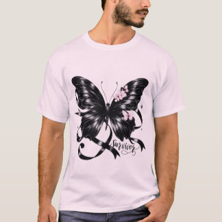 Melanoma Survivor – Black Butterfly AwareneT-Shirt T-Shirt