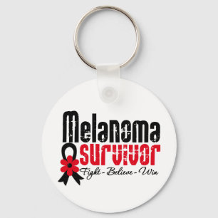 Melanoma Survivor Flower Ribbon Keychain