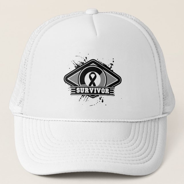 Melanoma Survivor Grunge Logo Trucker Hat (Front)