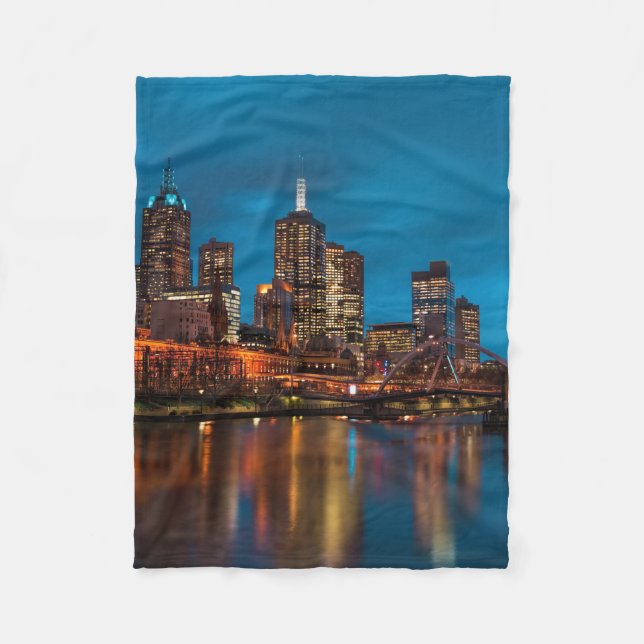 Melbourne at night fleece blanket (Front)