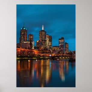 Melbourne at night poster