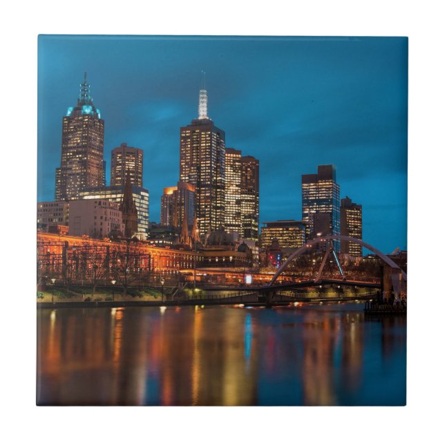 Melbourne at night tile (Front)