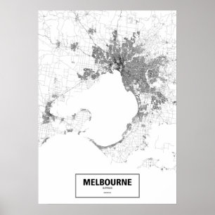 Melbourne, Australia (black on white, custom) Poster