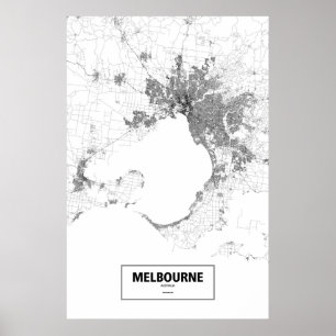 Melbourne, Australia (black on white) Poster