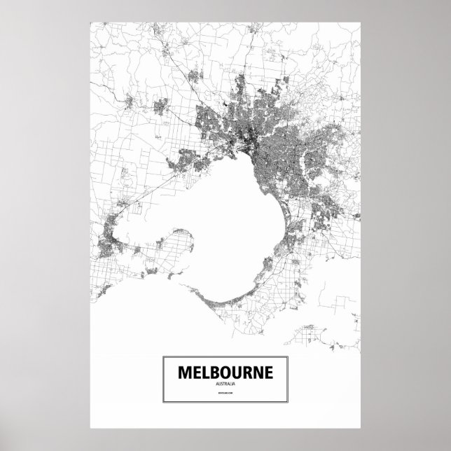 Melbourne, Australia (black on white) Poster (Front)