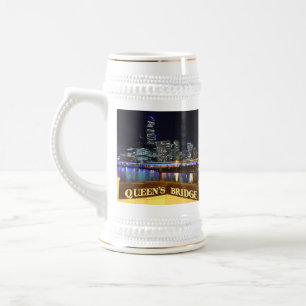 Melbourne Australia CBD Lights over Queen's Bridge Beer Stein