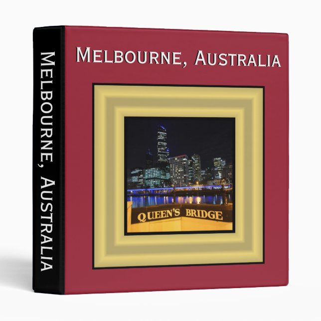 Melbourne Australia CBD Lights over Queen's Bridge Binder (Front/Spine)