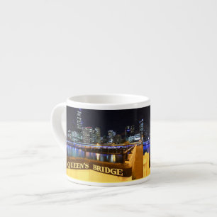 Melbourne Australia CBD Lights over Queen's Bridge Espresso Cup