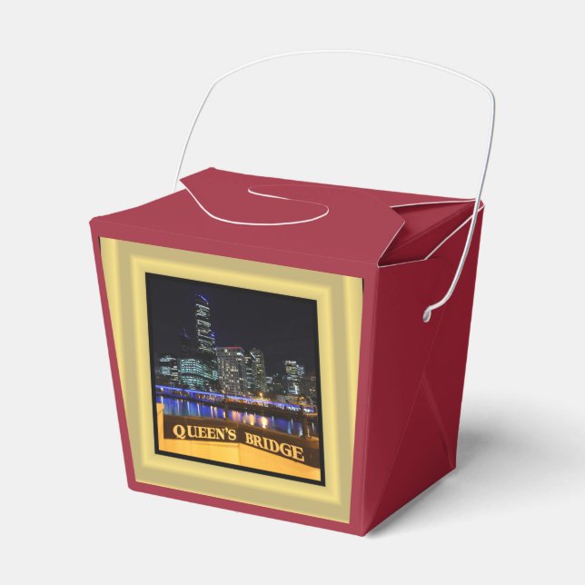 Melbourne Australia CBD Lights over Queen's Bridge Favor Box (Front Side)