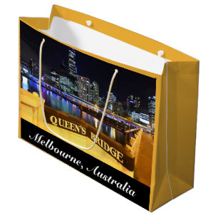Melbourne Australia CBD Lights over Queen's Bridge Large Gift Bag