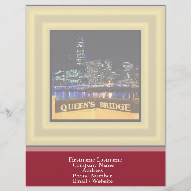 Melbourne Australia CBD Lights over Queen's Bridge Letterhead (Front)
