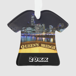 Melbourne Australia CBD Lights over Queen's Bridge Ornament