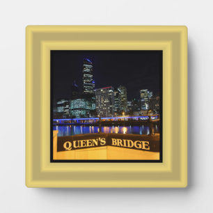 Melbourne Australia CBD Lights over Queen's Bridge Plaque