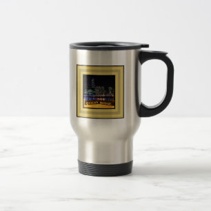 Melbourne Australia CBD Lights over Queen's Bridge Travel Mug