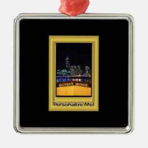 Melbourne Australia CBD Night Lights Metal Ornament
