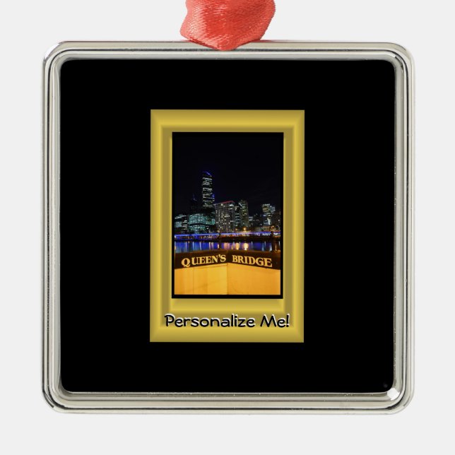 Melbourne Australia CBD Night Lights Metal Ornament (Front)