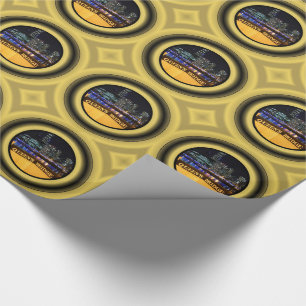 Melbourne Australia City Lights over Queens Bridge Wrapping Paper