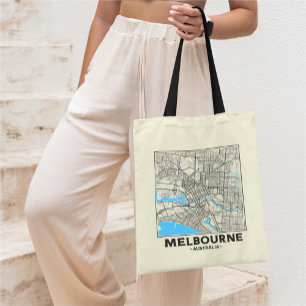 Melbourne, Australia, City Map Tote Bag